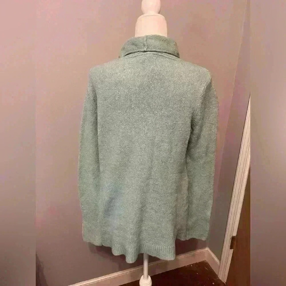 J.Jill Textured Funnel-Neck Aqua Sweater Size Medium Petite - Picture 3 of 10